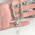 Collana con ciondolo a teschio in argento e perle a cuore per la festa di Halloween - Pendente Teschio (Teschio Piccolo)