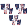 Popcorn-Boxen zum Unabhängigkeitstag mit US-Flaggenmotiven und Adler-Designs - 12er Set / Rot Weiß Blau Stil (LT042401)