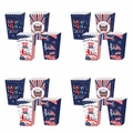 Set mit vier Popcornschachteln zum 4. Juli mit rot-weiß-blauen US-Flaggen-Designs - 16er Pack / Rot Weiß Blau Stil (LT042401)