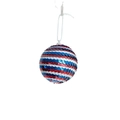 Boule décorative pailletée pour l'Indépendance avec rayures rouge blanc et bleu - Style 3 / 6cm