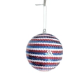 Sparkling Independence Day foam ball ornament with red white and blue horizontal sequins - Style 3 / 8cm