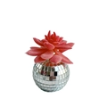 Pink faux succulent in silver disco ball mirror planter for home and table decor - Pink Succulent (Style 1)
