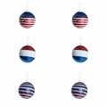 Independence Day red white blue sequin foam hanging balls ornament set of six pieces - Mixed Colors / 6cm
