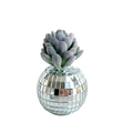 Creative mirror disco ball flower pot with faux succulent plant for home table decor - Grey Green Succulent (Style 4)
