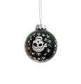 Dettaglio pallina pirata nera opaca con teschio, ossa e cappuccio in metallo argento - 8cm / Stile Teschio Nero