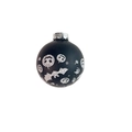Palla decorativa di Halloween con motivi bianchi di pipistrello e zucca su nero opaco - 8cm / Stile Zucca Nera