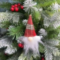 Dettaglio di uno gnomo natalizio con cappello scozzese appeso a un albero di Natale - Ciondolo Stella Cappello Righe