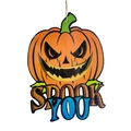 Halloween pumpkin wall hanging decoration featuring Spooky You text and hanging twine - Pumpkin Style 2