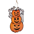 Halloween pumpkin wall decor with ghosts and bats, festive hanging party sign with jute rope - Pumpkin Style 3