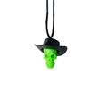 Ciondolo teschio verde con cappello da cowboy nero per decorazioni di Halloween - Verde
