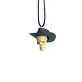 Pendaglio teschio scheletro con cappello da cowboy nero e cordino per Halloween - Beige