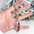 Llavero de corazón retro de Halloween con alas y esmalte rojo estilo ángel y demonio - Corazón Empalmado Ángel Demonio (Estilo 4)