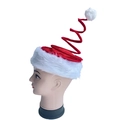 Funny Christmas spring spiral hat with red fabric and white plush pompom for adults and kids - Red Christmas Spring Hat
