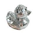 Handgefertigte Disco-Spiegel-Ente mit reflektierenden Glasfliesen für die Deko - Spiegel Ente Mit Augen (Silber)