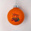 Palla decorativa arancione Happy Thanksgiving con motivi festivi di zucca e piume - 8cm / Palla Decorativa Zucca Arancione
