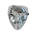 Máscara de espejo disco plateada artesanal con cristales cuadrados y cinta elástica - Máscara Facial Completa Hombre (LT061201) / Plateado