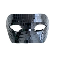 Maschera a metà viso disco a specchio nero fatta a mano con tessere di vetro riflettenti - Maschera a metà viso / Nero