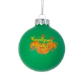 Palla decorativa verde opaco per il Ringraziamento con zucche arancioni e cordino argento - 8cm / Palla Decorativa Zucca Verde