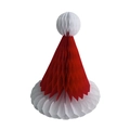 Opvouwbare kerstmuts decoratie van honingraatpapier in klassiek rood en wit feestelijk - Kerstmuts