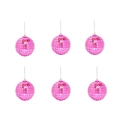 Juego de seis bolas de discoteca rosa con espejos reflectantes y cuerdas para colgar - 4cm