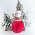 Kerst Kerstman sleutelhanger met rode pompon van nepbont en feestelijke decoratie - Kerstman Sleutelhanger