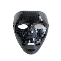 Glossy black disco ball mosaic mask for Halloween party with reflective mirror squares - Women's Full Face Mask (LT061201) / Black