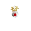 Weihnachts-Diskokugel-Hirsch mit silbernem Spiegelglas, goldenem Geweih und rotem Bommel - Silber Spiegelkugel Rentier Anhänger