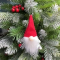 Gnomo di Natale rosso con paillettes argento e barba bianca appeso all'albero - Stile Albero Rosso