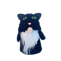 Detalle de gnomo de Halloween con orejas de gato negro y barba larga blanca de felpa - Anciano sin Cara de Halloween (Estilo Gato Negro)