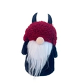 Detalle de gnomo de Halloween de peluche con gorro rojo de cuernos y barba blanca - Anciano sin Cara de Halloween (Estilo Diablo Rojo)