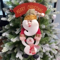 Christmas Santa and Snowman hanging ornament with Merry Christmas sign on tree - Santa Claus Hanging (LT081901)