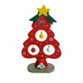 Mini sapin de Noël rouge en bois DIY décoration de table avec flocons et petit bonhomme de neige - Rouge