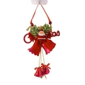 Dettaglio campana di Natale con fiocco di velluto rosso e statuina di Babbo Natale - Campanello Rosso