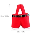 Detailed view of red felt Santa pants gift bag with black belt and size dimensions - Christmas Gift Bag Medium
