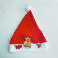 Plush Christmas hat with 3D cartoon reindeer ornament and festive holly berry detail - Adult Style Reindeer