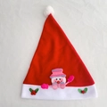 Classic red Christmas hat featuring a 3D cartoon snowman and festive holly leaf accents - Adult Style Snowman