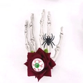 Fermaglio mano di scheletro con rosa rossa, ragno nero e occhio per decorazioni Halloween - Fermaglio per Capelli Mano di Scheletro Rosa Rossa