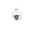 Detailopname van een witte kerstbal met groene silhouetten van dennenboompatronen - Kerstboom Stijl / 6cm