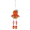 Weihnachts-Lebkuchenmann Holzanhänger mit Kochmütze und Perlenbeinen für Baumschmuck - Herrenstil