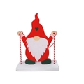 Décoration de gnome de Noël en bois nordique avec bonnet rouge et cœur vert sur socle blanc - Style Gnome au Chapeau de Cœur (Style A)