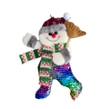 Pupazzo di neve decorativo con paillettes arcobaleno e cappello di peluche per Natale - Pupazzo di Neve