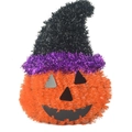 Decorazione da appendere zucca di Halloween con cappello da strega in tinsel - Decorazione Appesa a Zucca
