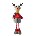 Stehende Weihnachts-Rentierpuppe mit rotem Schneeflockenpullover und kariertem Rock - Weihnachtsrentier Stehendes Mädchen Stil