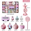 Lot de 34 Décorations pour Sapin de Noël Rose et Bleu avec Bonbons et Bus de Londres - Ensemble de Bonbons 38-24