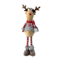 Weihnachts-Rentier Plüschfigur mit rotem Schal und gestreiften Beinen als Weihnachtsdeko - Weihnachtsrentier Stehender Junge Stil