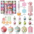Coffret de 80 décorations de Noël macarons avec boules, bonbons, flocons et étoiles - Ensemble de Bonbons 80-24