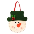 Schneemann Weihnachtsbeutel aus Filz mit grünem Hut und roter Kordel für Dekoration - Schneemann