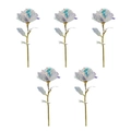 Detail of five iridescent artificial roses with gold stems for Valentine's Day decor - Holographic Rose 5 Pcs Set
