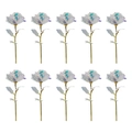 Set of 10 artificial iridescent roses with gold-plated stems for Valentine's Day decor - Holographic Rose 10 Pcs Set