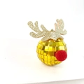 Dettaglio di palla disco dorata con corna di renna glitterate per decorazioni natalizie - Sfera a Specchio da 5cm / Oro